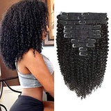 Human Hair Clip In Extensions | Straight; Kinky Straight, 3B-4C